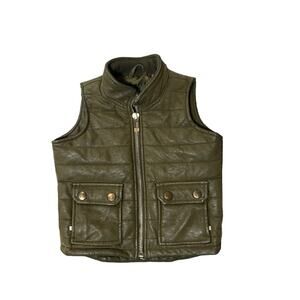 Jordan Craig Legacy Edition Vest Boy 4 Army Green Faux Leather Lined Adjustable